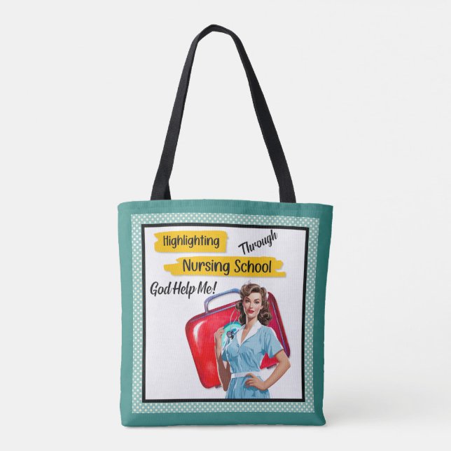 Retro Nurse Pinup_ Nursing Notes Tote Bag (Back)