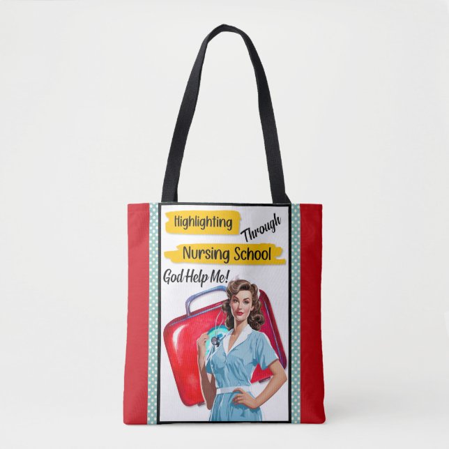 Retro Nurse Pinup_ Nursing Notes Tote Bag (Front)