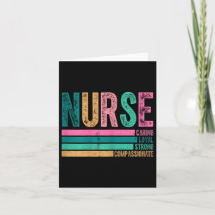 Retro Nurse Traits Design Caring Loyal Strong  Card