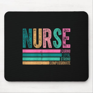 Retro Nurse Traits Design Caring Loyal Strong Mouse Pad