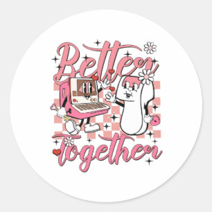 Retro Nurse Valentine Ultrasound Tech Sonographer Classic Round Sticker