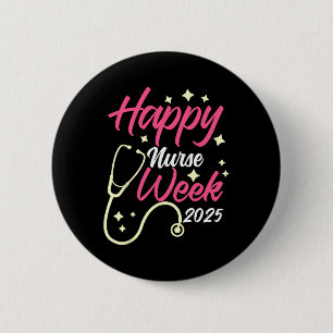 Retro Nurse Week Men Women Happy Nurse Week 2025 G 6 Cm Round Badge