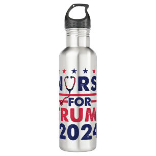 Retro Nurses For Trump 2024 America Stars Flag Str 710 Ml Water Bottle