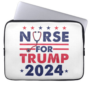 Retro Nurses For Trump 2024 America Stars Flag Str Laptop Sleeve