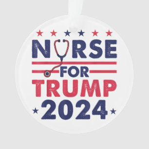 Retro Nurses For Trump 2024 America Stars Flag Str Ornament