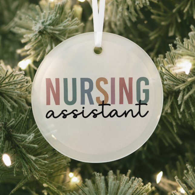 Retro Nursing Assistant CNA Nursing Aide Glass Tree Decoration (Insitu)