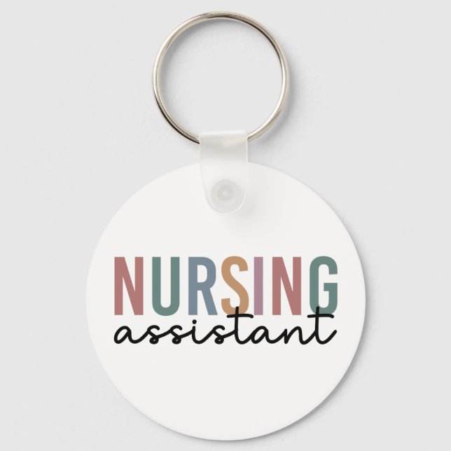 Retro Nursing Assistant CNA Nursing Aide Key Ring (Front)