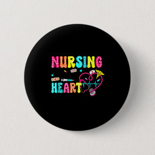 Retro Nursing Is A Work Of Heart Restorative Aide 6 Cm Round Badge