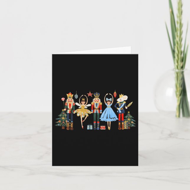 Retro Nutcracker Ballet Christmas Tree S For Women Card (Front)