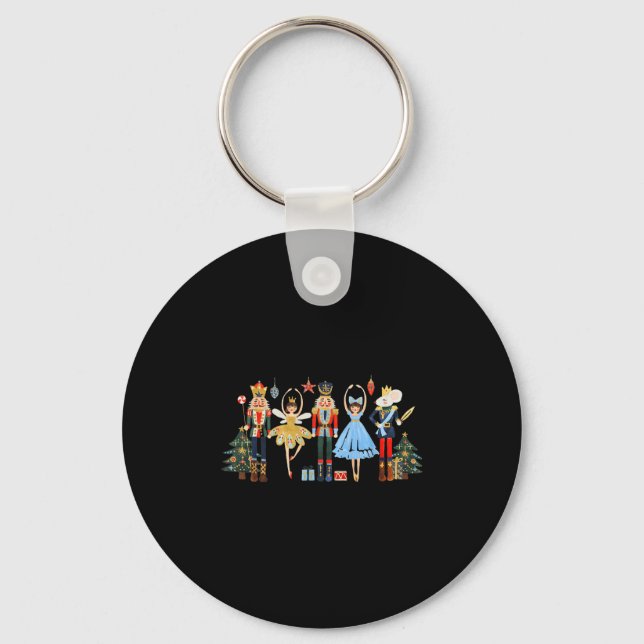 Retro Nutcracker Ballet Christmas Tree Shirts For  Key Ring (Front)