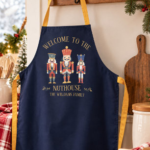 Retro Nutcracker Funny Whimsical Family Holiday Apron