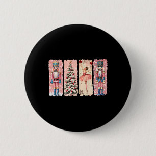 Retro Nutcracker Llet Pink Christmas Xmas Vibes Wo 6 Cm Round Badge