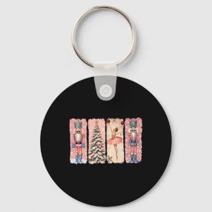 Retro Nutcracker Llet Pink Christmas Xmas Vibes Wo Key Ring