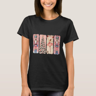 Retro Nutcracker Llet Pink Christmas Xmas Vibes Wo T-Shirt