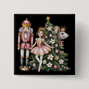 Retro Nutcracker Scene Vintage Christmas Matching 15 Cm Square Badge