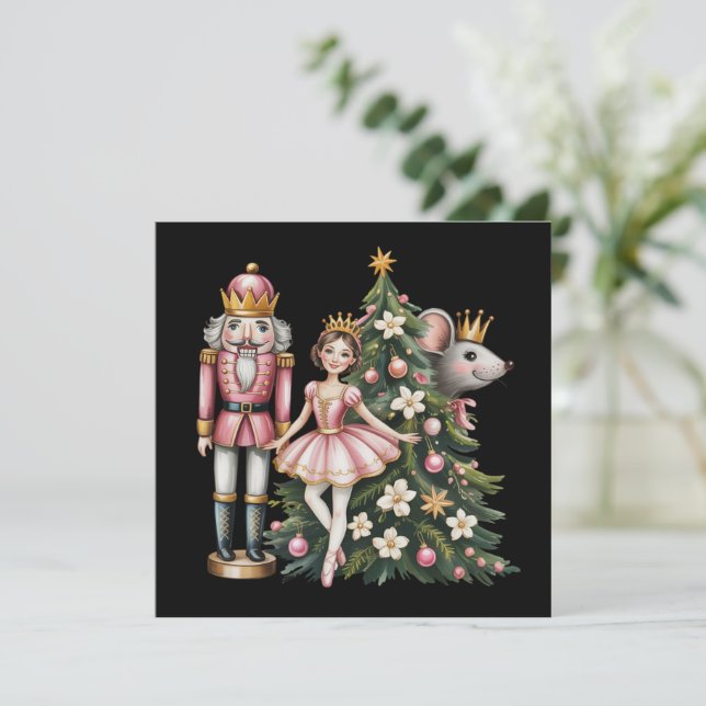Retro Nutcracker Scene Vintage Christmas Matching  Holiday Card (Standing Front)