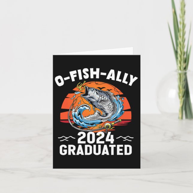 Retro O-fish-ally 2024 Graduated Senior Graduation Card (Front)