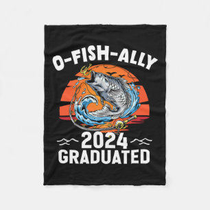 Retro O-fish-ally 2024 Graduated Senior Graduation Fleece Blanket
