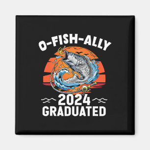 Retro O-fish-ally 2024 Graduated Senior Graduation Magnet