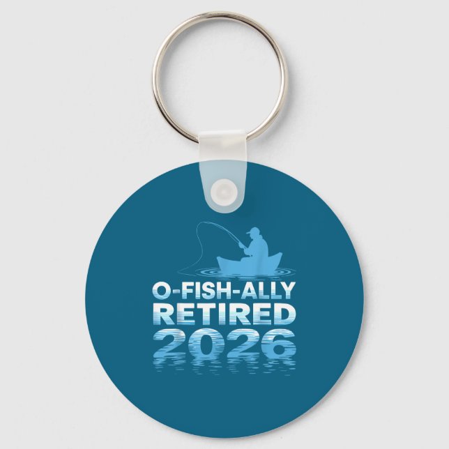 Retro O-fish-ally Retired 2026 Fisherman Fishing R Key Ring (Front)