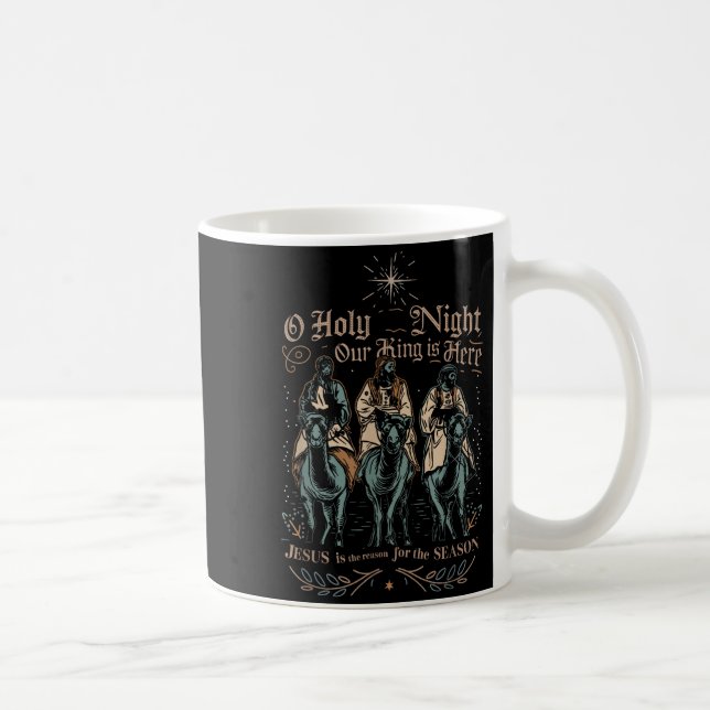 Retro O Holy Night Our King Is Here Christian Reli Coffee Mug (Right)