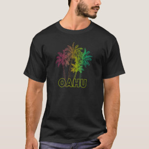 Retro Oahu Hawaii Surf Sun Sea And Palm Trees T-Shirt