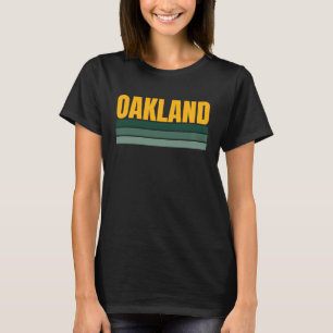 Retro Oakland Yellow & Green Stripes Cool Oakland T-Shirt