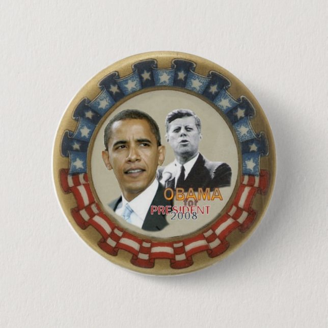 Retro Obama/JFK Button (Front)