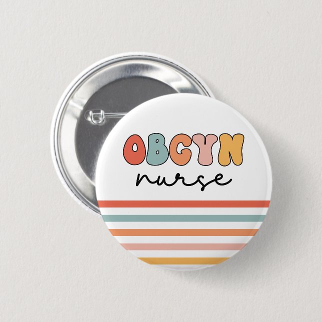 Retro OBGYN Nurse 6 Cm Round Badge (Front & Back)