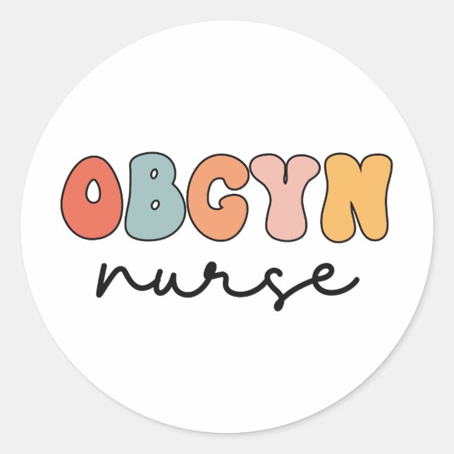 Retro OBGYN Nurse Classic Round Sticker (Front)