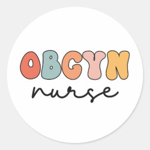 Retro OBGYN Nurse Classic Round Sticker