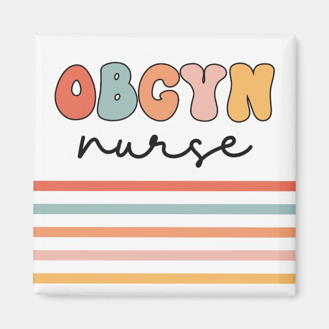 Retro OBGYN Nurse Magnet (Front)
