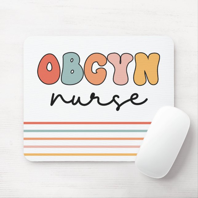 Retro OBGYN Nurse Mouse Pad (With Mouse)