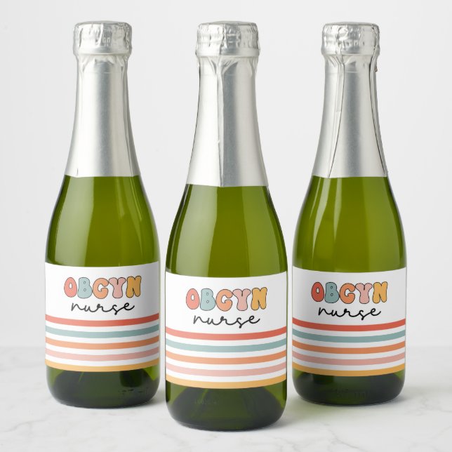Retro OBGYN Nurse Sparkling Wine Label (Bottles)