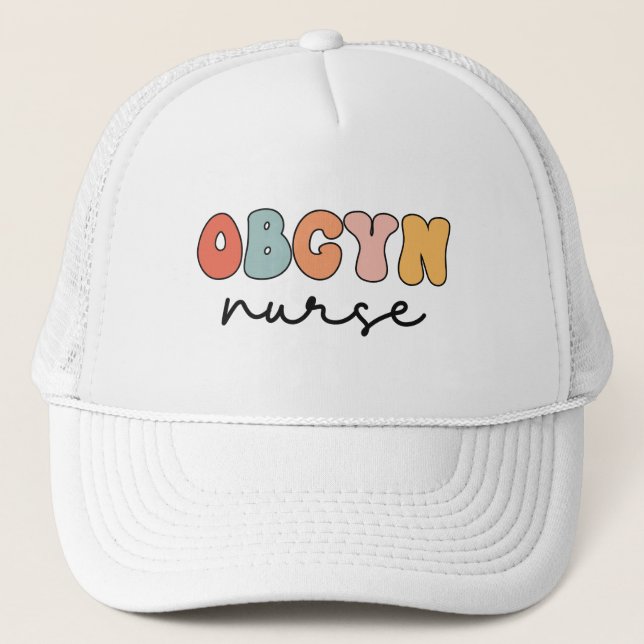 Retro OBGYN Nurse Trucker Hat (Front)