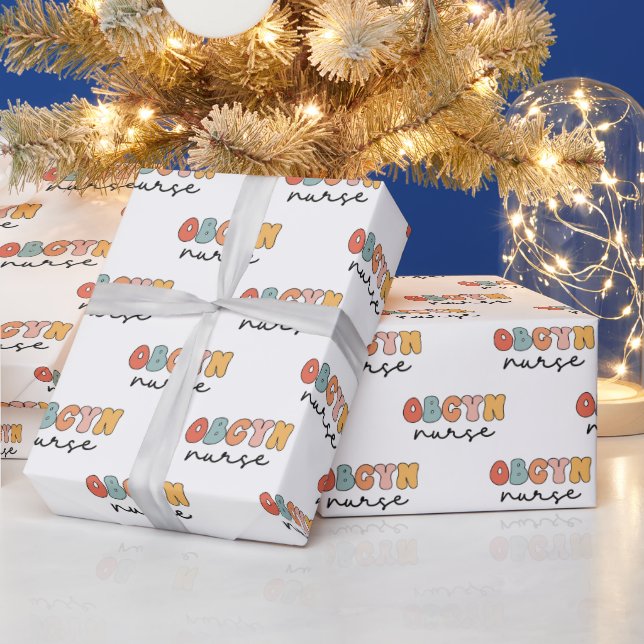 Retro OBGYN Nurse Wrapping Paper (Holidays)