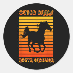 Retro Obx Nc Corolla Beach Vacation Outer Banks Wi Classic Round Sticker