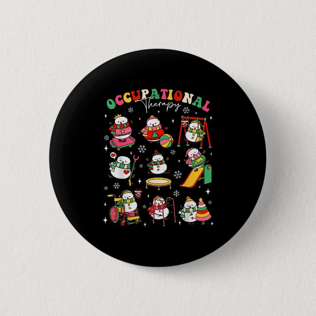 Retro Occupational Therapy Christmas Snowman Ot Ot 6 Cm Round Badge (Front)