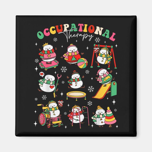 Retro Occupational Therapy Christmas Snowman Ot Ot Magnet (Front)