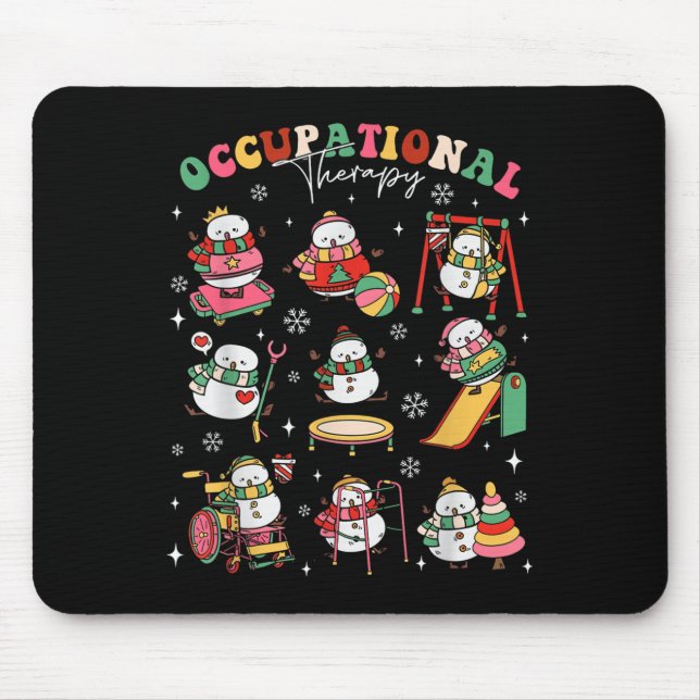 Retro Occupational Therapy Christmas Snowman Ot Ot Mouse Pad (Front)