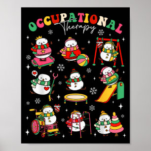 Retro Occupational Therapy Christmas Snowman Ot Ot Poster