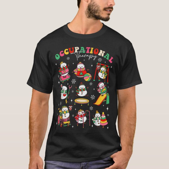 Retro Occupational Therapy Christmas Snowman Ot Ot T-Shirt (Front)