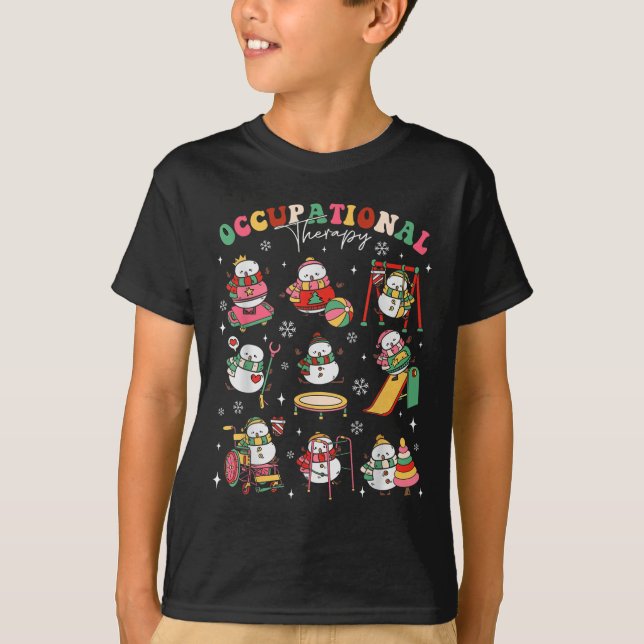 Retro Occupational Therapy Christmas Snowman Ot Ot T-Shirt (Front)