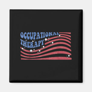 Retro Occupational Therapy USA Flag 4th of July OT Magnet