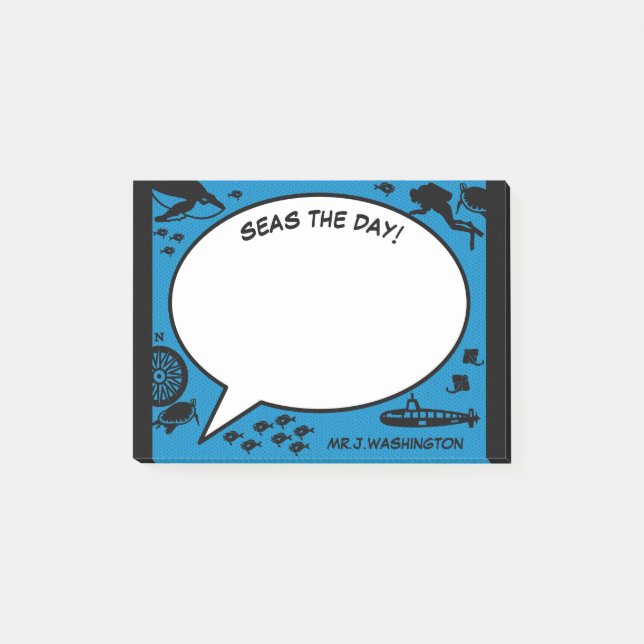 retro ocean ADVENTURE COMICS science teacher gift Post-it Notes (Front)