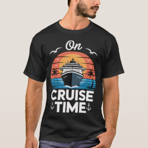 Retro Ocean Cruise Time Summer Travel Boat Sunset T-Shirt