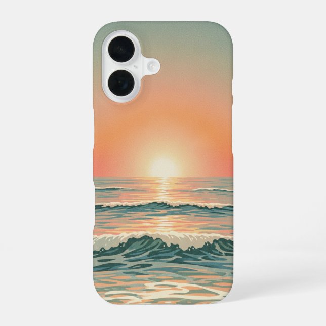 Retro Ocean Horizon iPhone 16 Case (Back)