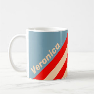 Retro Ocean Horizon Stripes with Name Coffee Mug