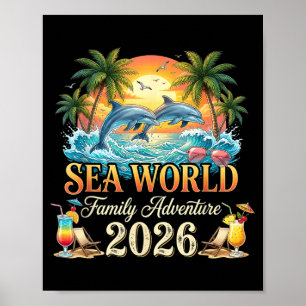Retro Ocean Park Family Adventure 2026 Dolphin Poster