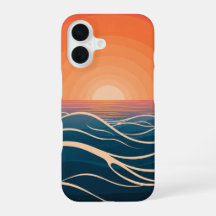 Retro Ocean Sunset Waves